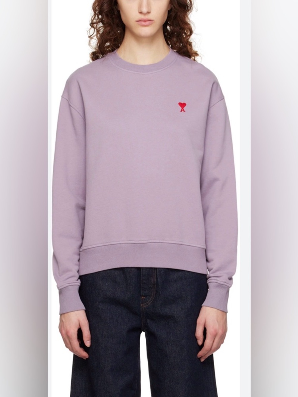 AMI Paris Ami de Cœur Purple Sweatshirt Small | French  Streetwear Logo Crewneck